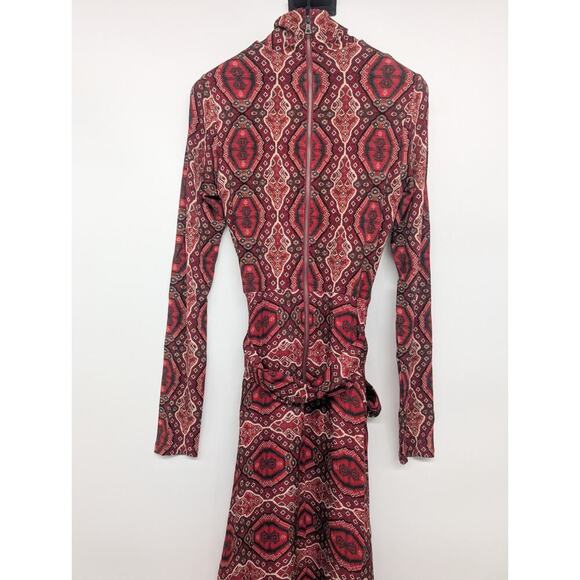 NWT Alice + Olivia Clare Long-Sleeve Turtleneck Belt Dress Sz 0 Burgundy #2C453 - Picture 8 of 12